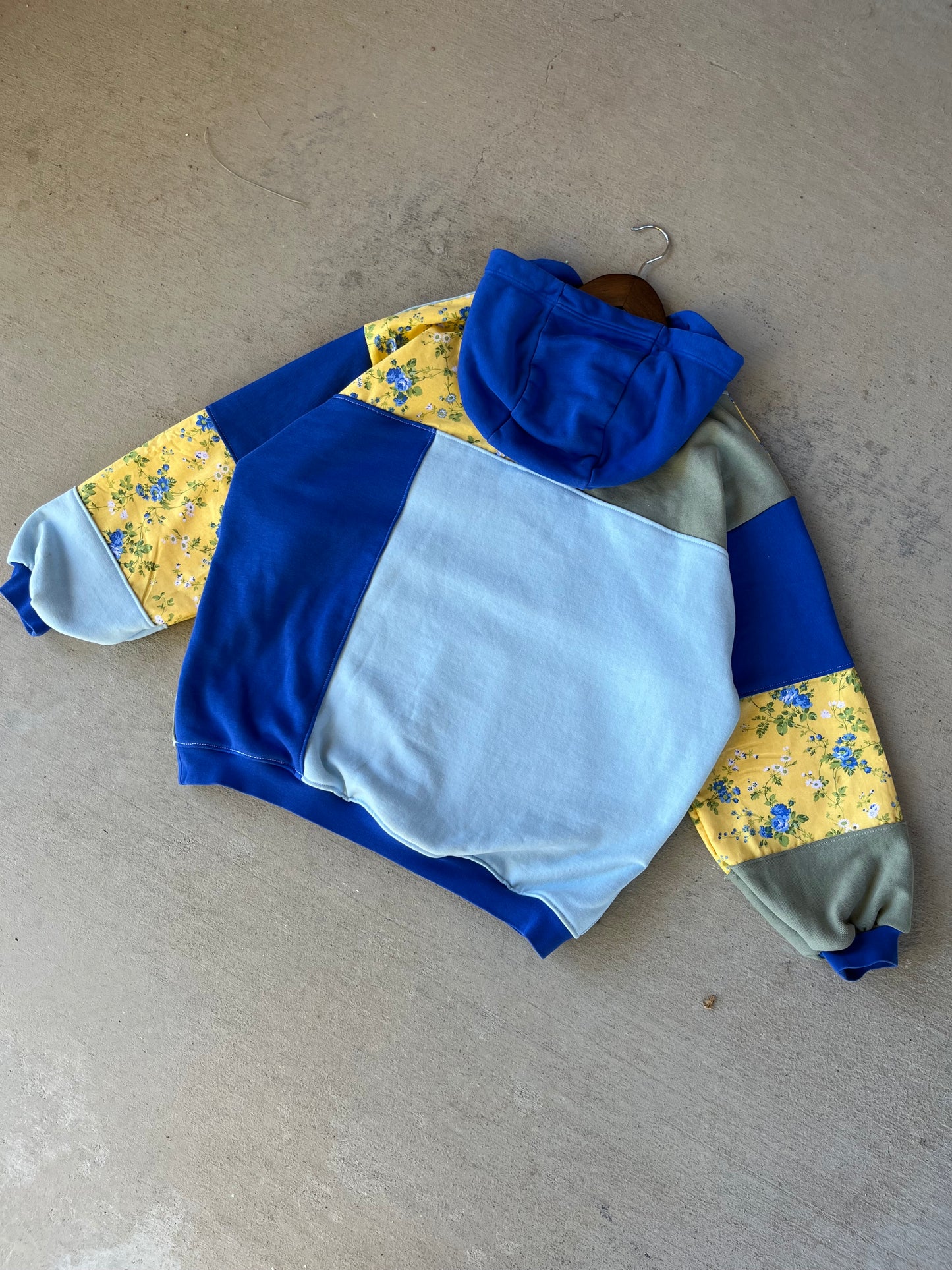 Blue Bonnet patchwork hoodie (L)