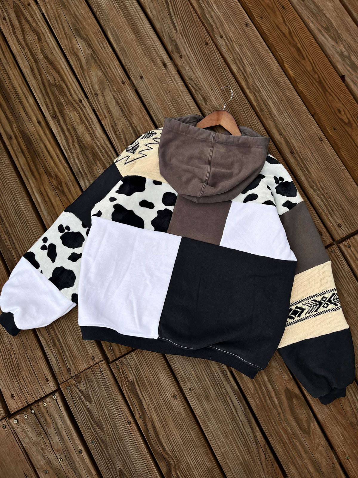 Western Saddle patchwork hoodie L/XL