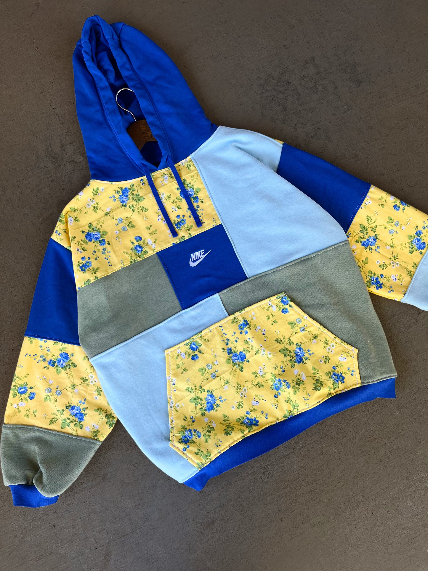 Blue Bonnet patchwork hoodie (L)