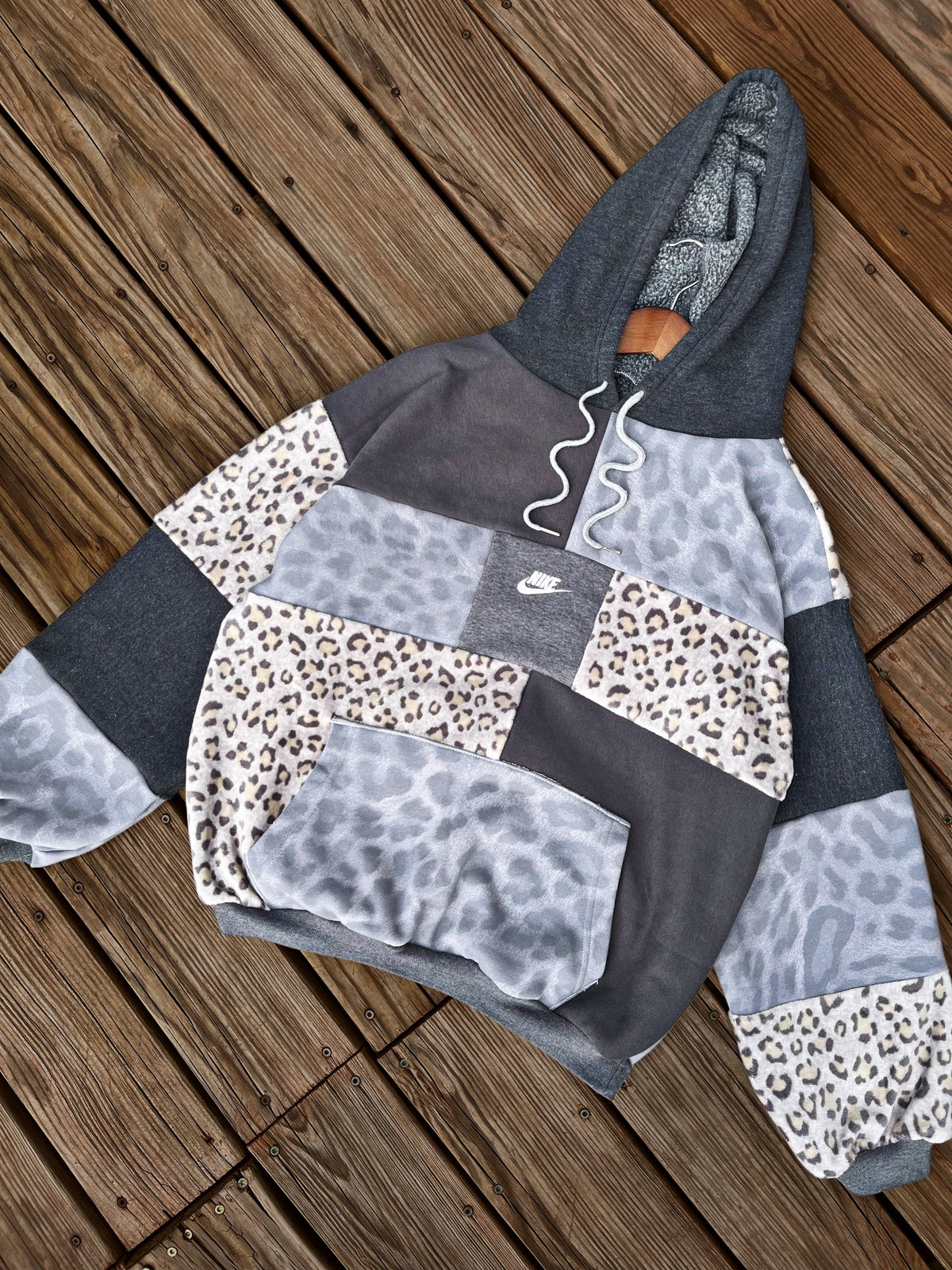 Ash Leopard patchwork hoodie (L/XL)