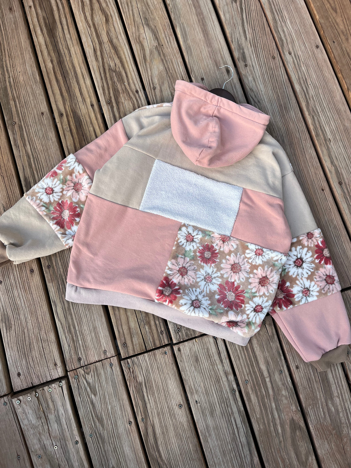 Blushing Autumn patchwork hoodie (XL)