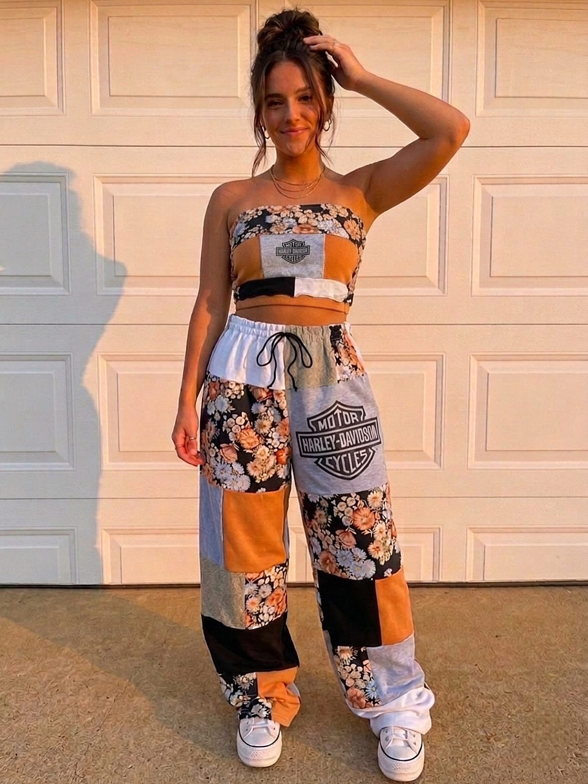CUSTOM patchwork pants and crop set
