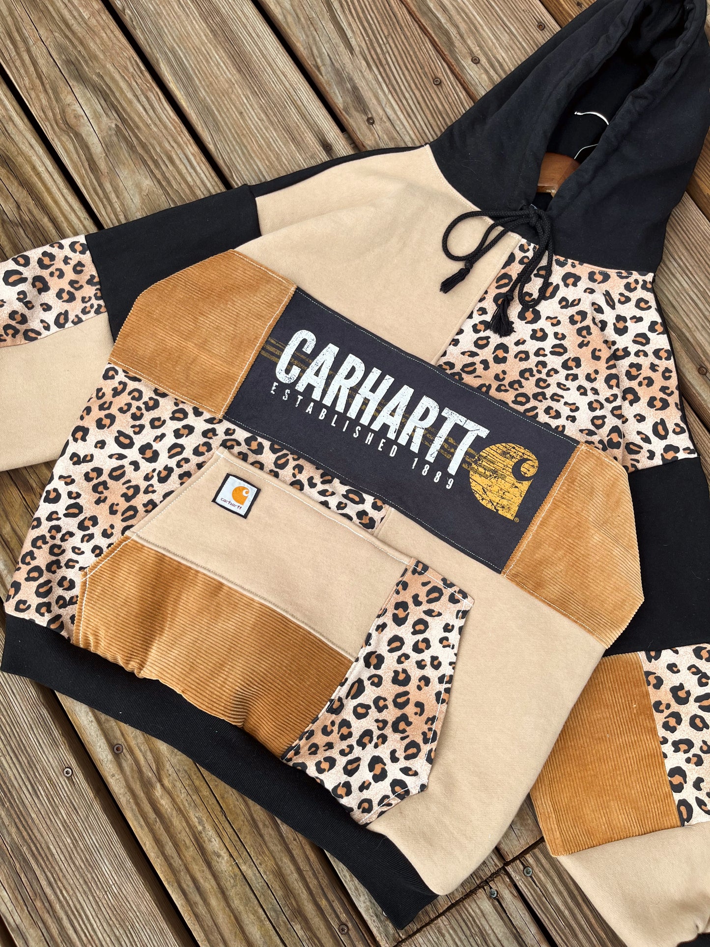 Safari leopard patchwork hoodie (L)