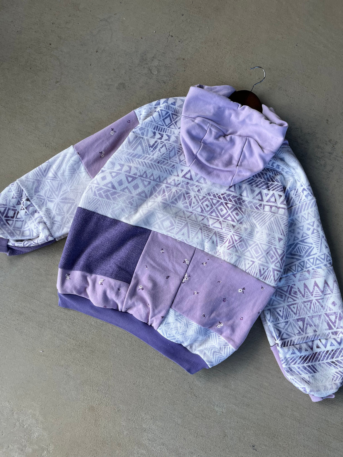 Lilac Dreams patchwork hoodie (XL)