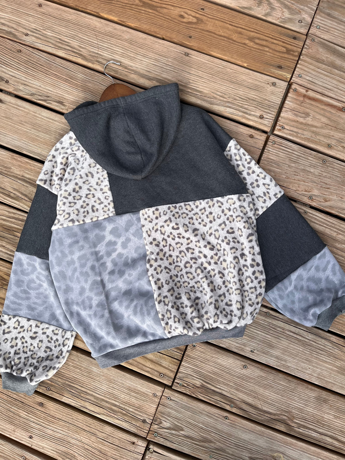 Ash Leopard patchwork hoodie (L/XL)