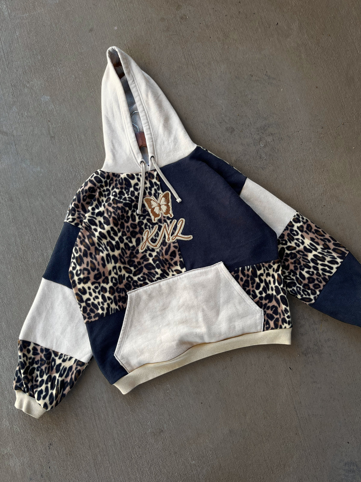Monarch Leopard patchwork hoodie (XL)