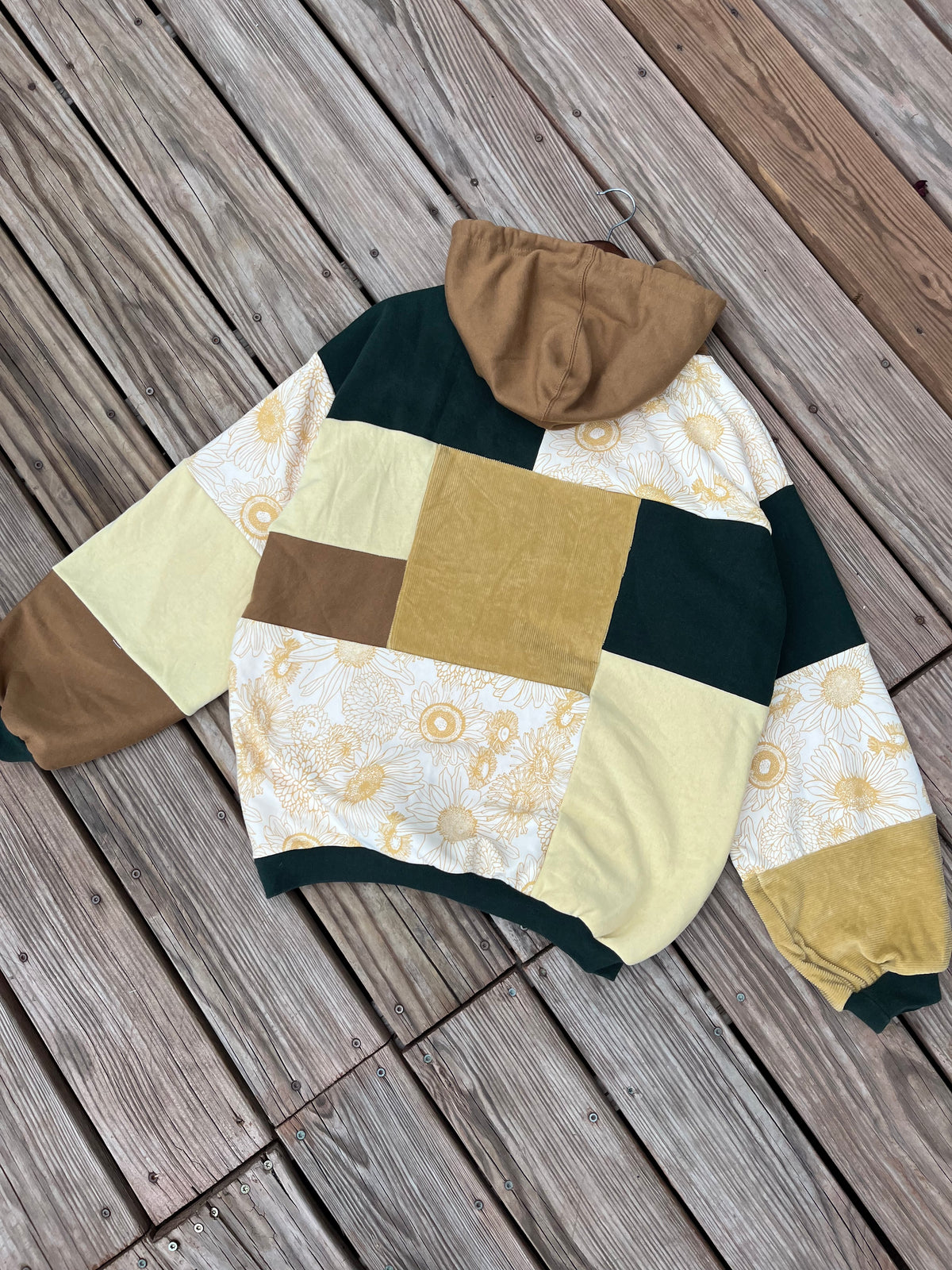 Autumn Flower Fields patchwork hoodie (XL)