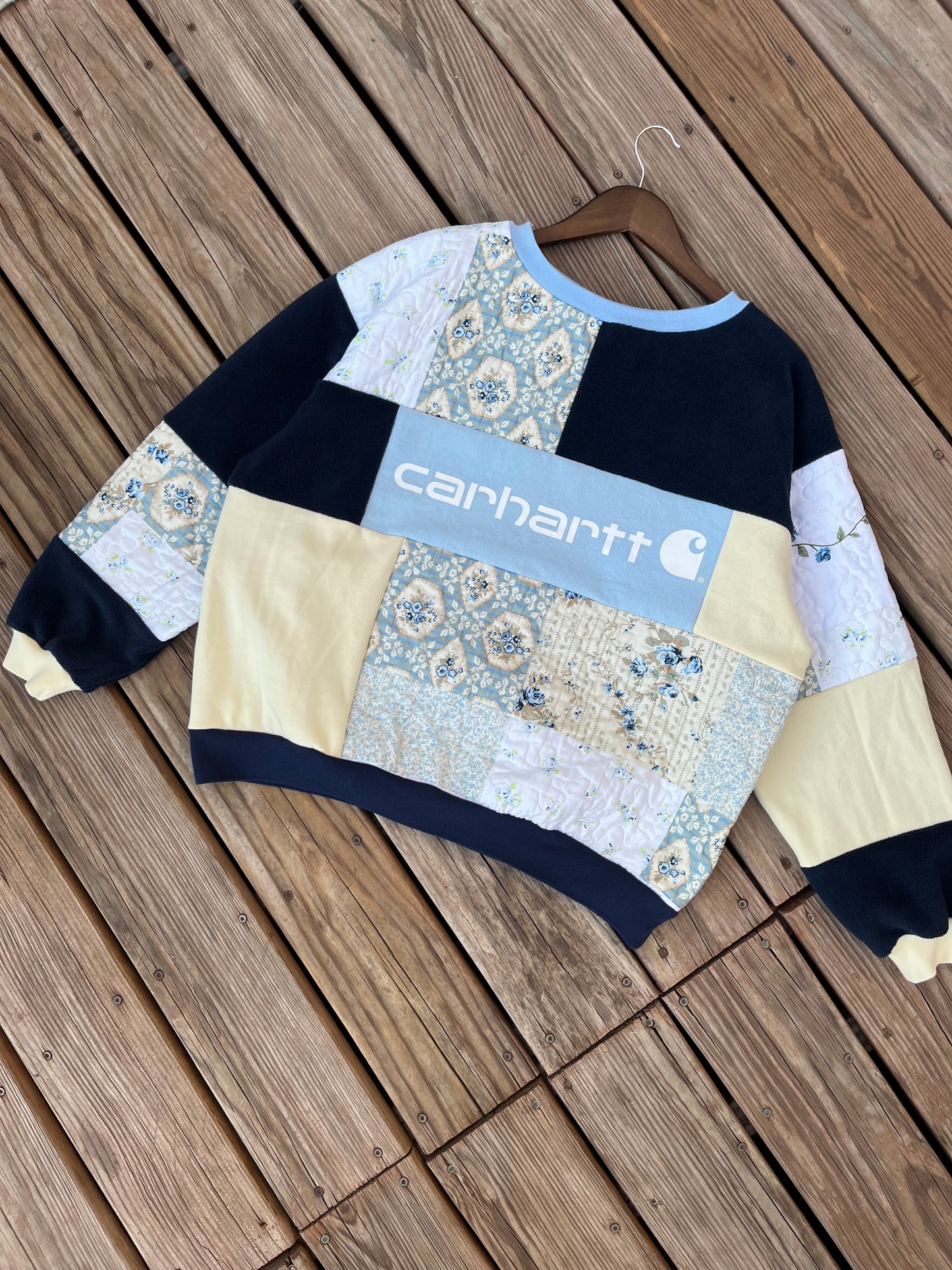 Blueberry Citrus patchwork crewneck (XL)