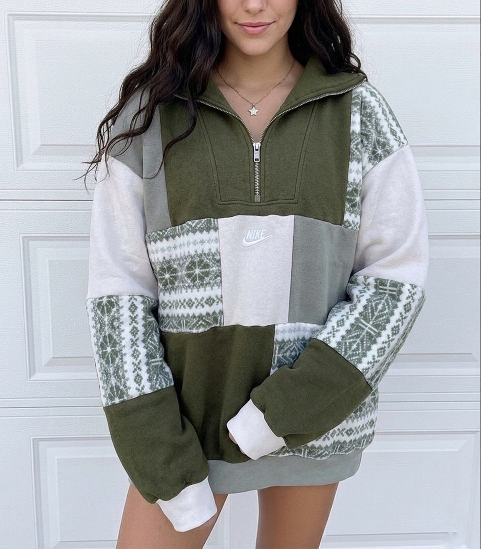 Custom patchwork quarter-zip