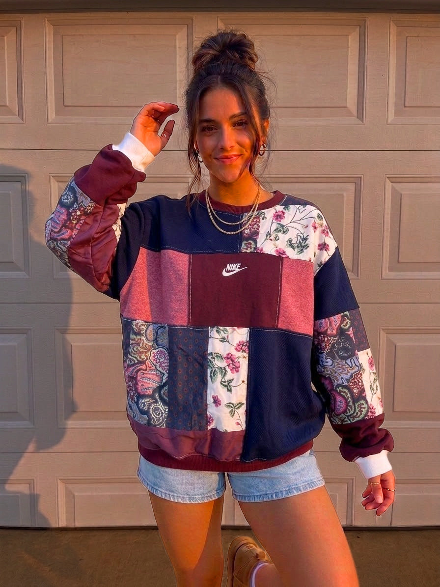 Antique Paisley patchwork crewneck (L)