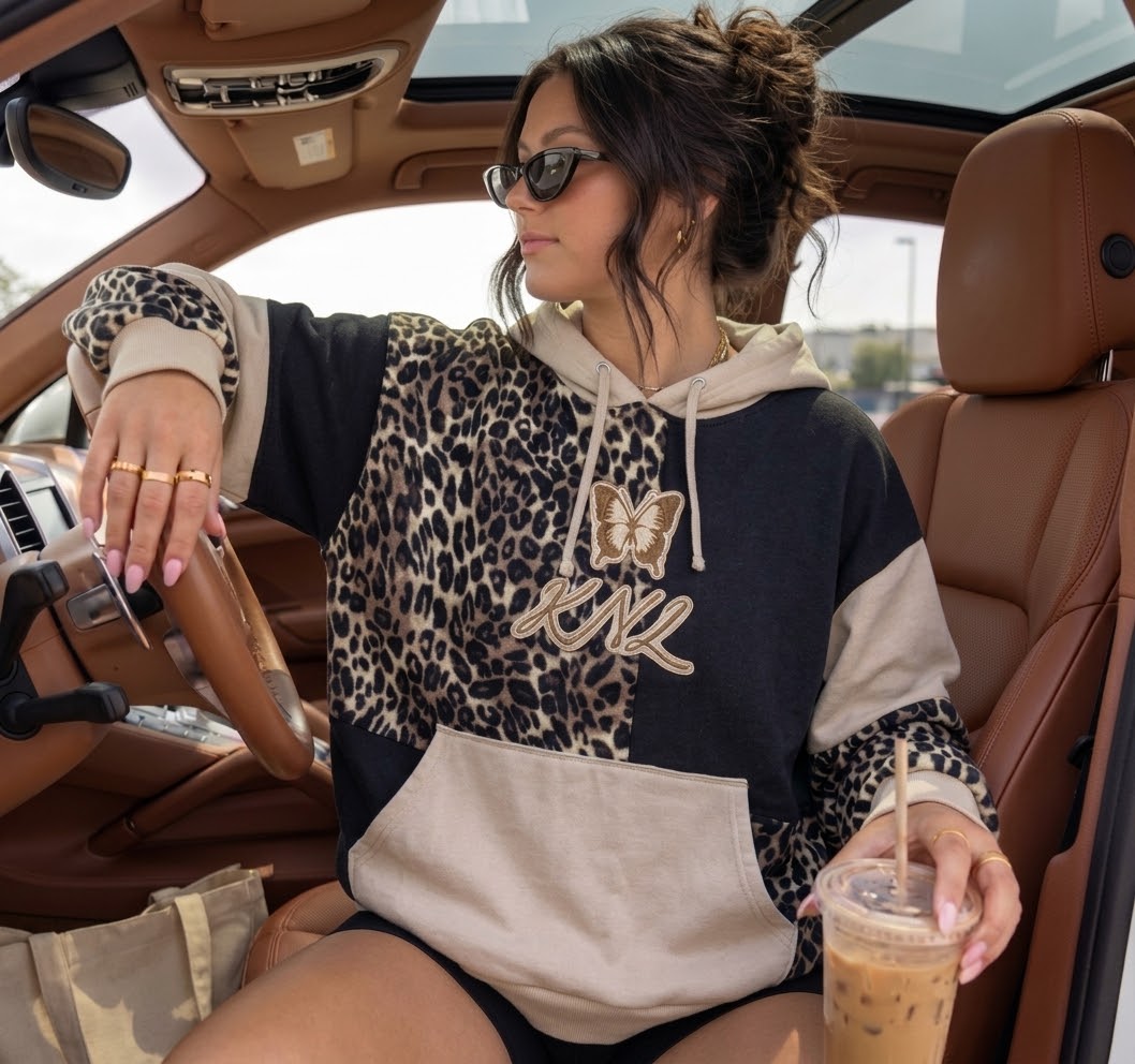 Monarch Leopard patchwork hoodie (XL)