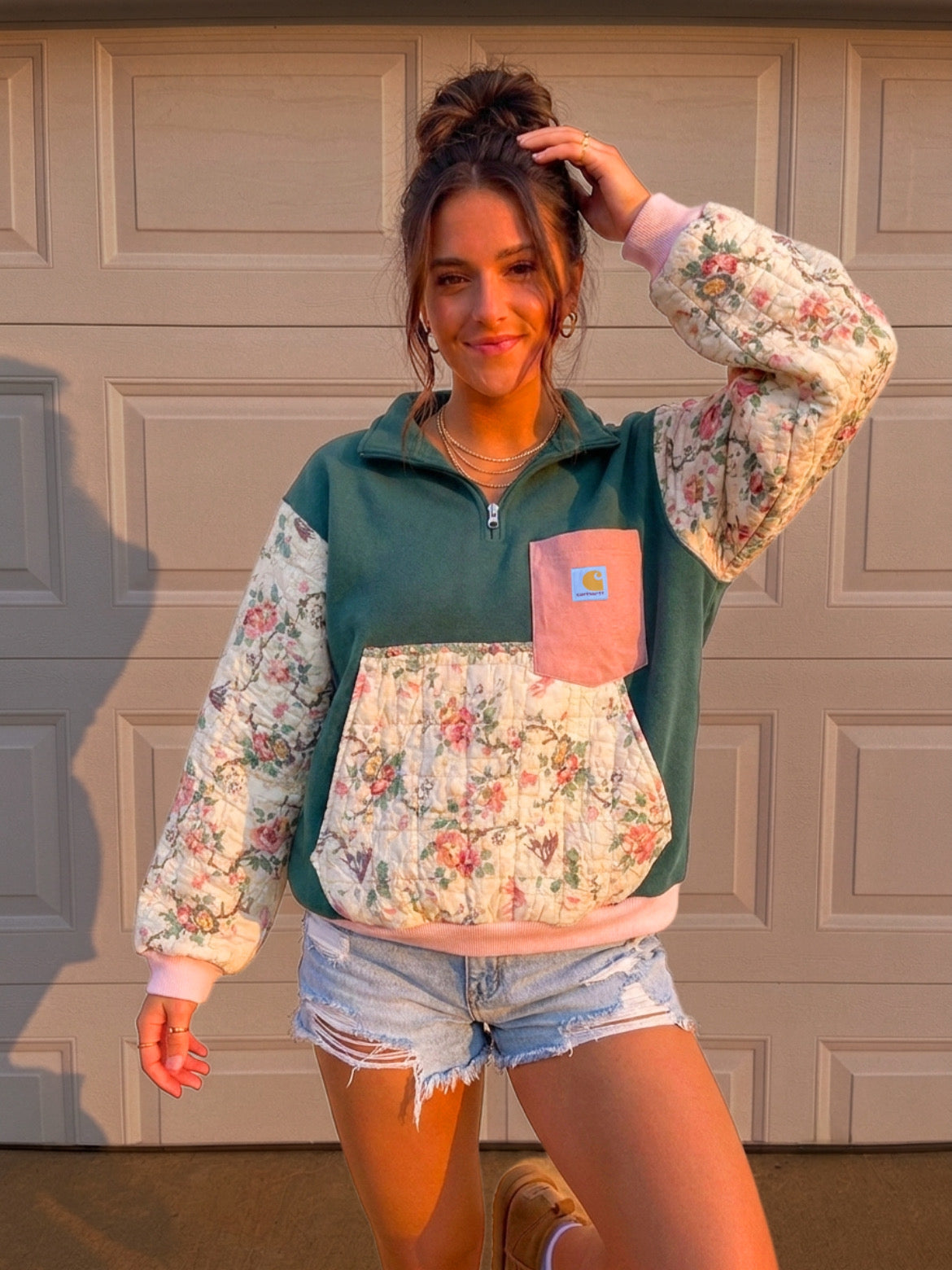 Olivia’s Garden quilted quarter-zip (M)