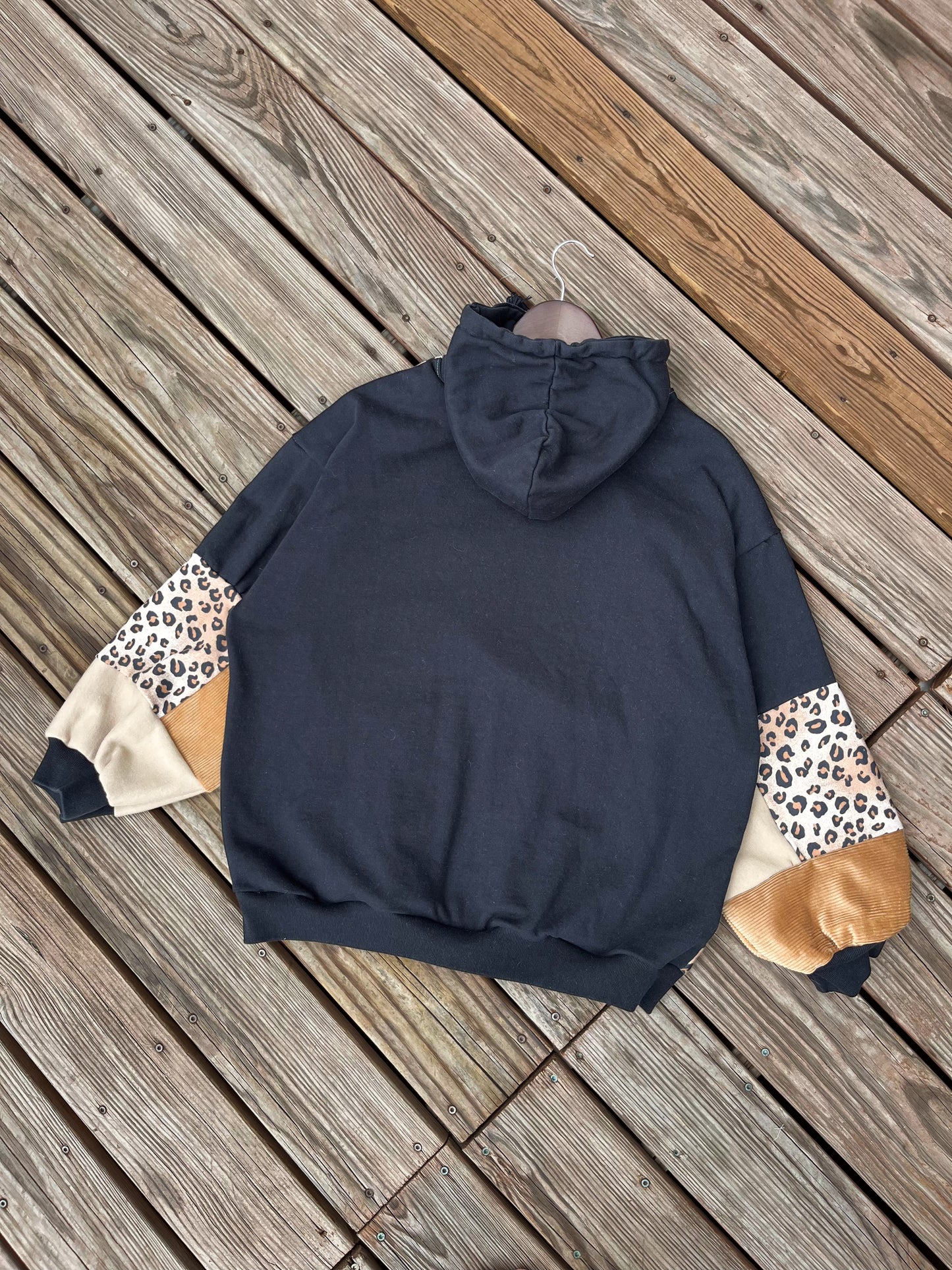 Safari leopard patchwork hoodie (L)