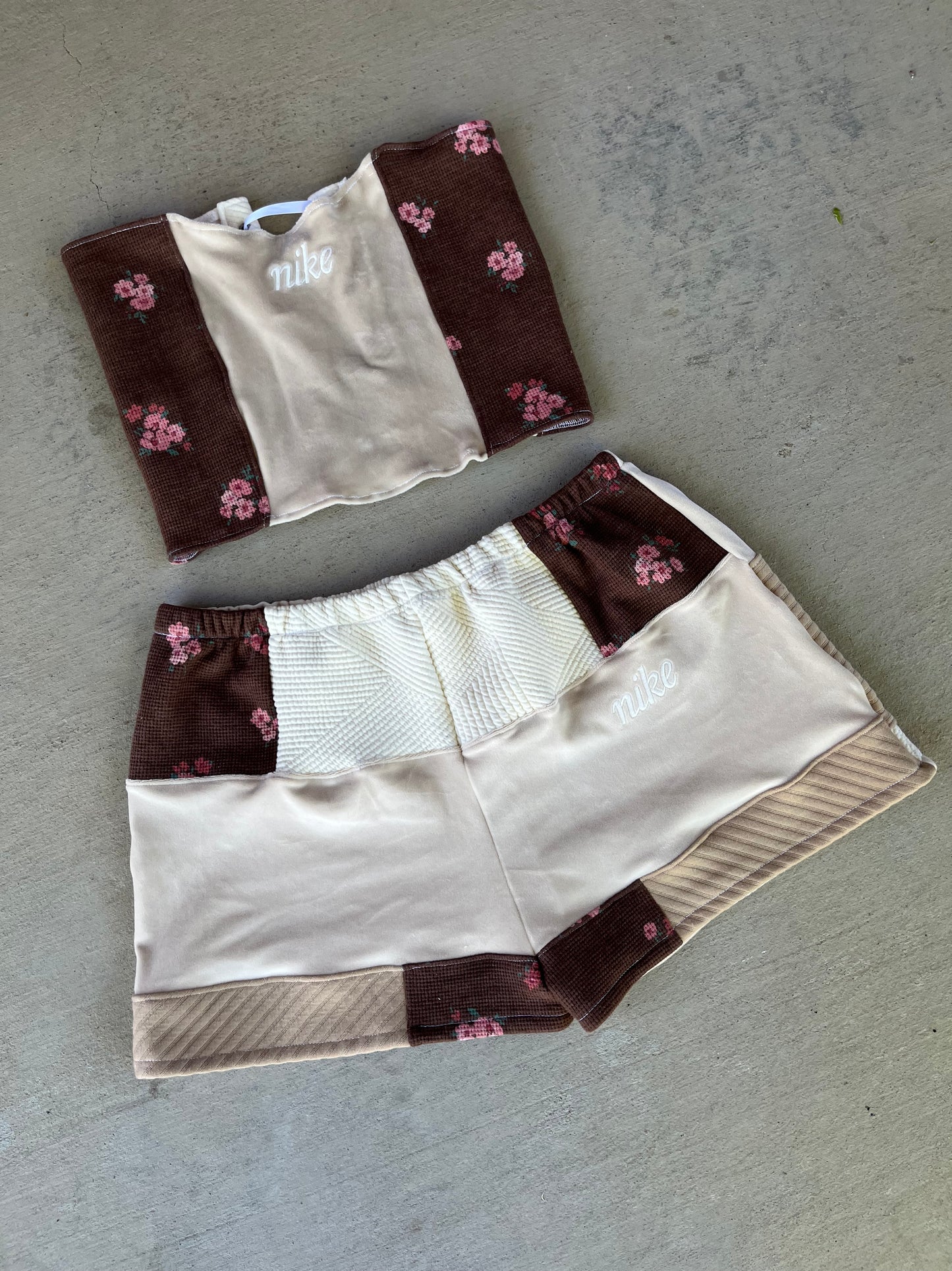 Custom patchwork shorts & crop set