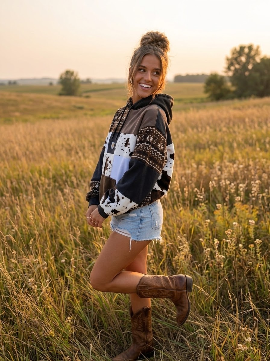 Sundown Rancher patchwork hoodie (L)
