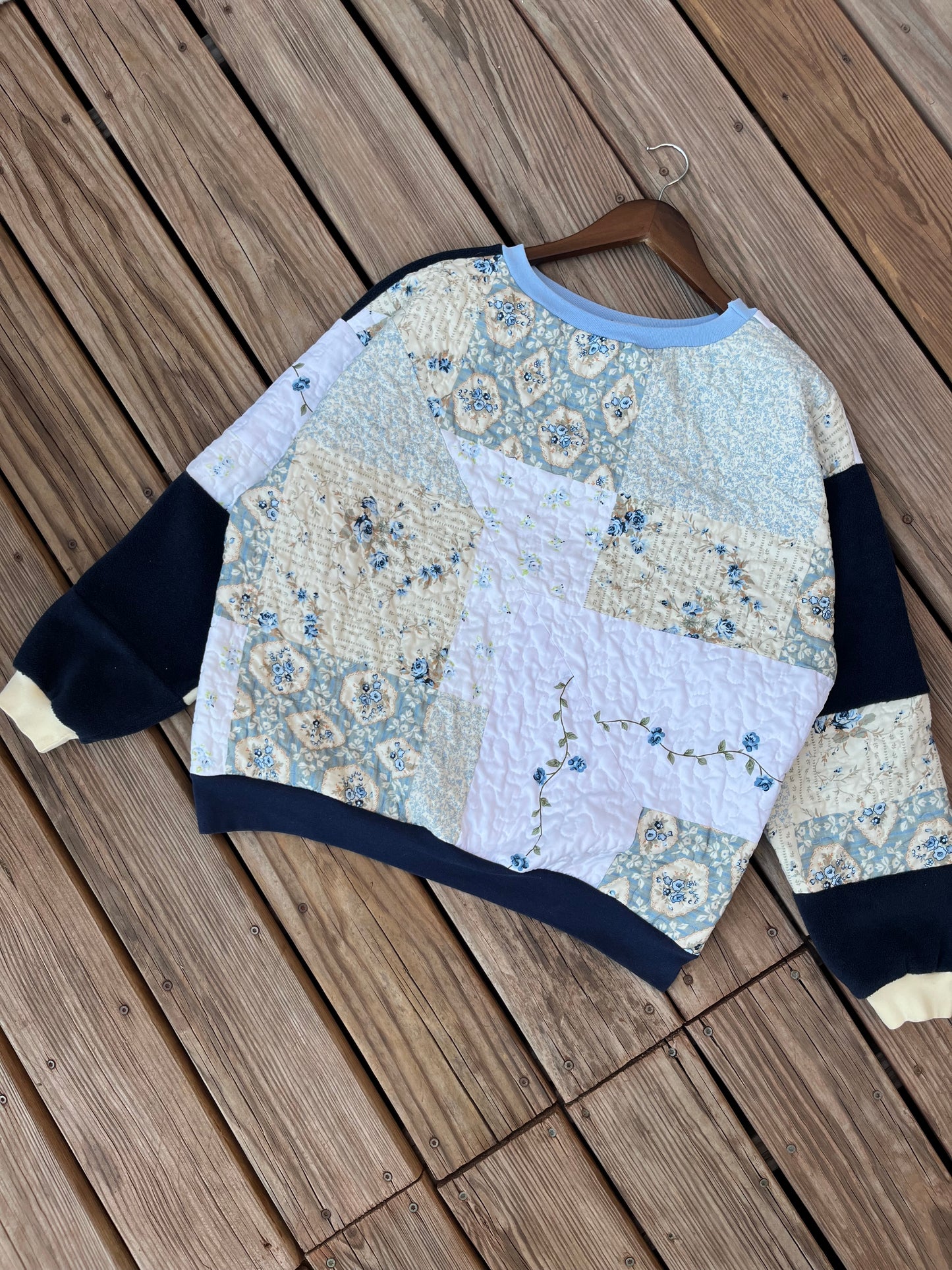 Blueberry Citrus patchwork crewneck (XL)