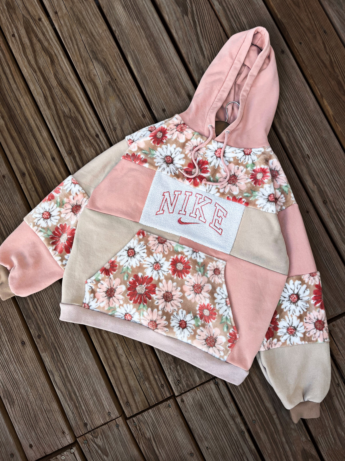 Blushing Autumn patchwork hoodie (XL)