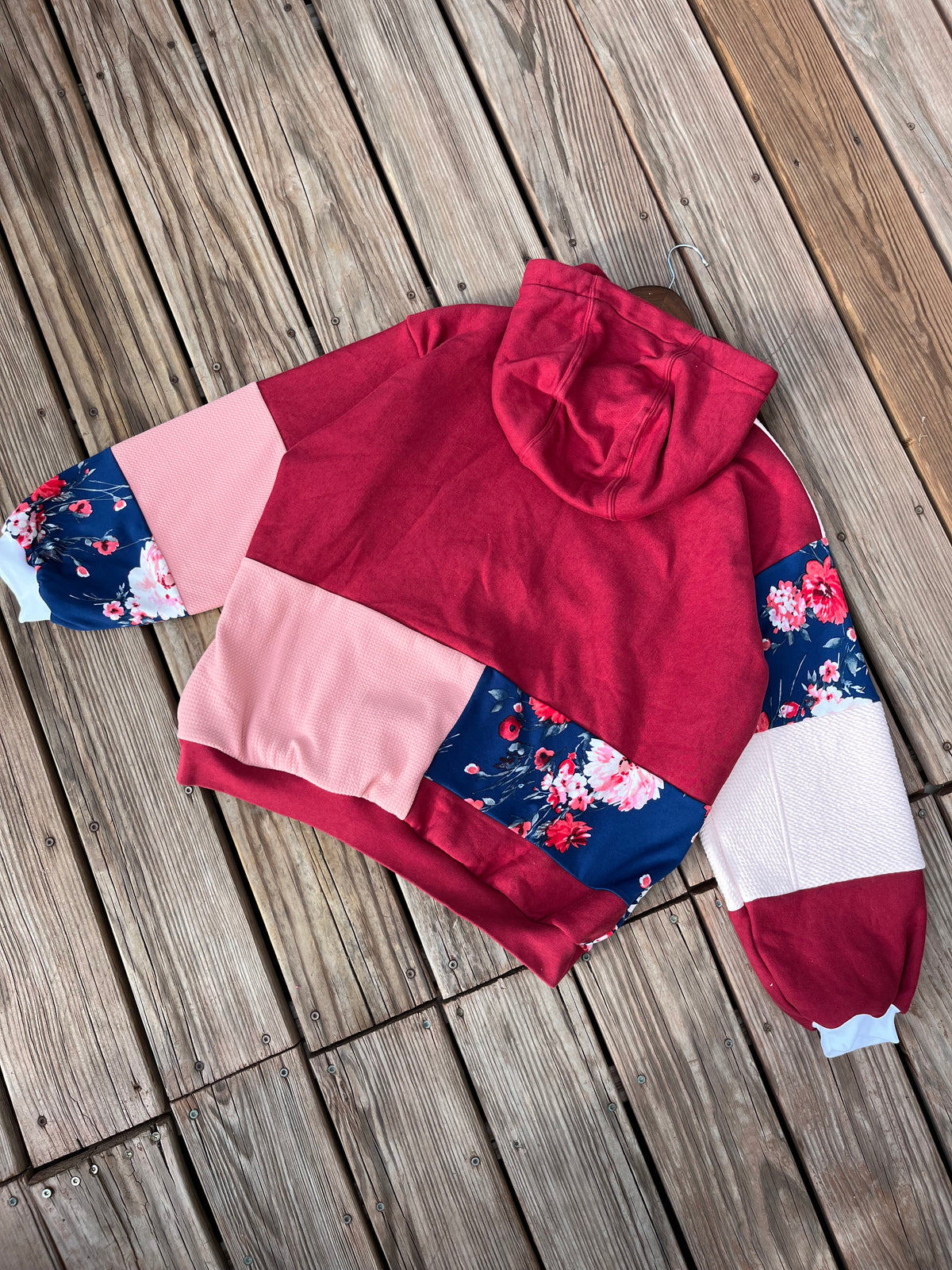 Midnight Peony patchwork hoodie (XL)