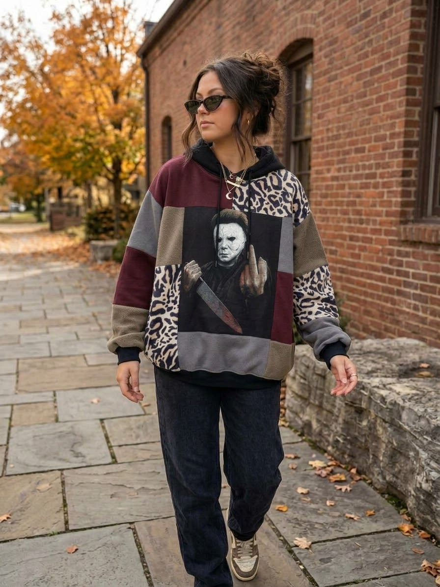 F*ck Off patchwork hoodie (L/XL)