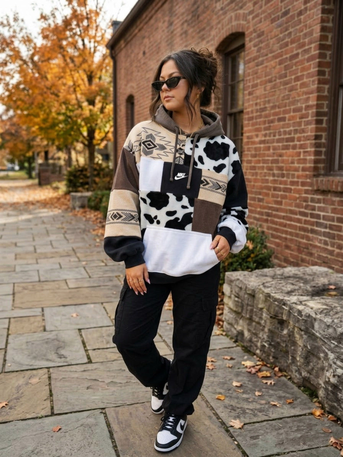 Western Saddle patchwork hoodie L/XL