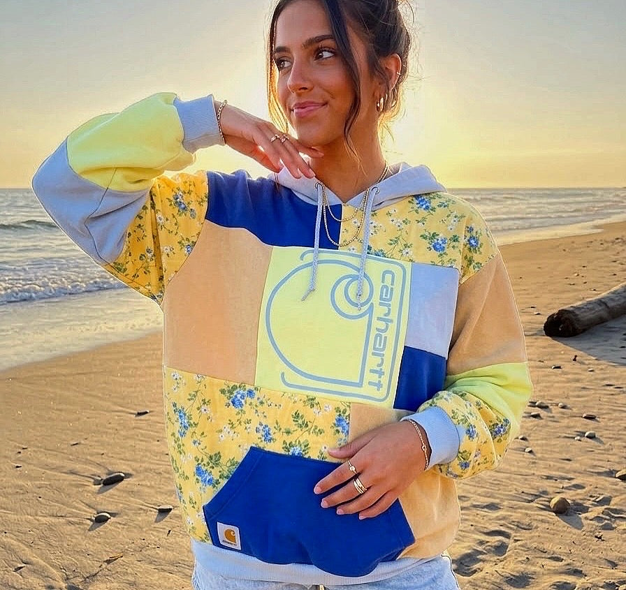 Coastline Bloom patchwork hoodie (S/M)