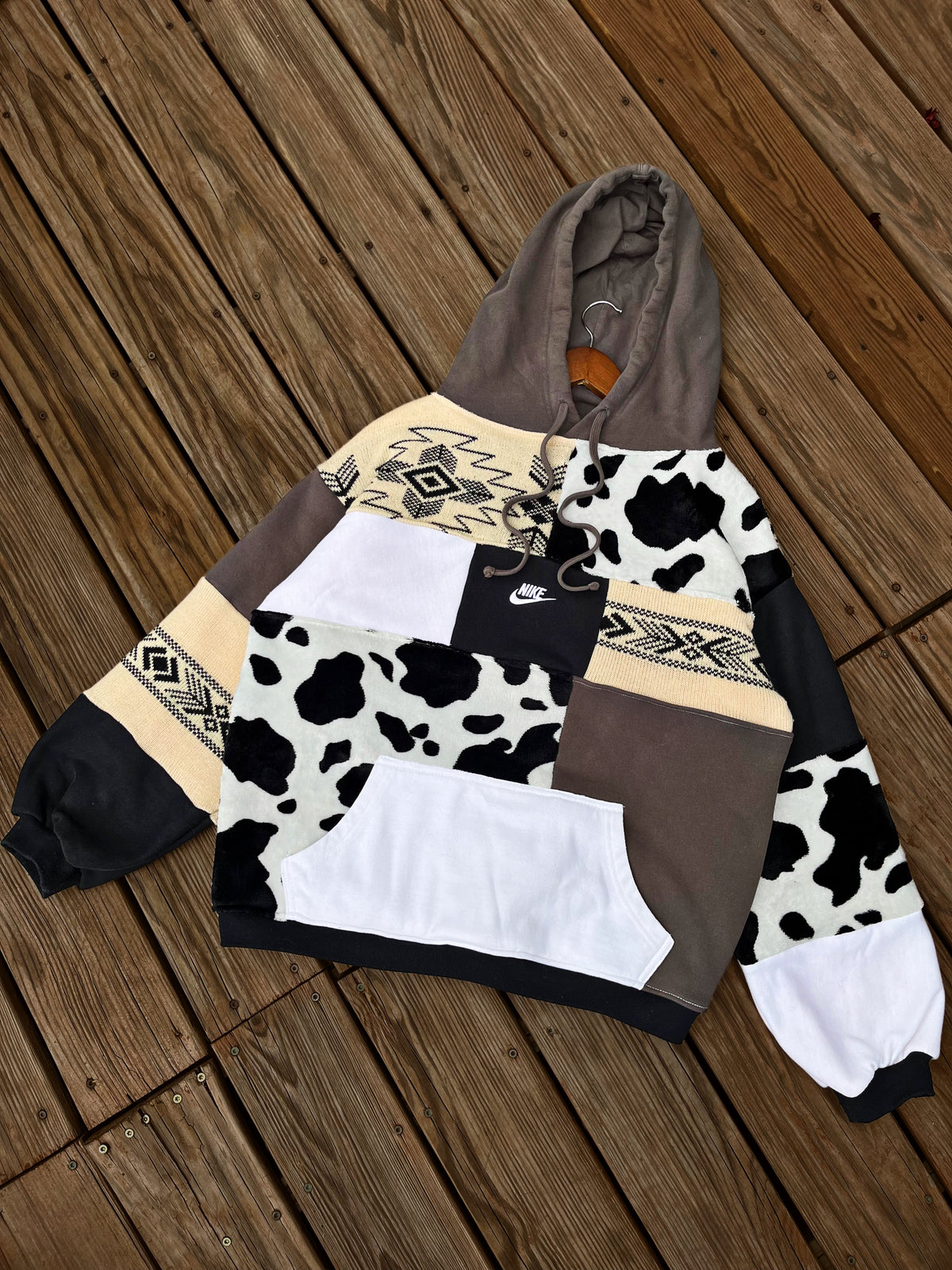 Western Saddle patchwork hoodie L/XL
