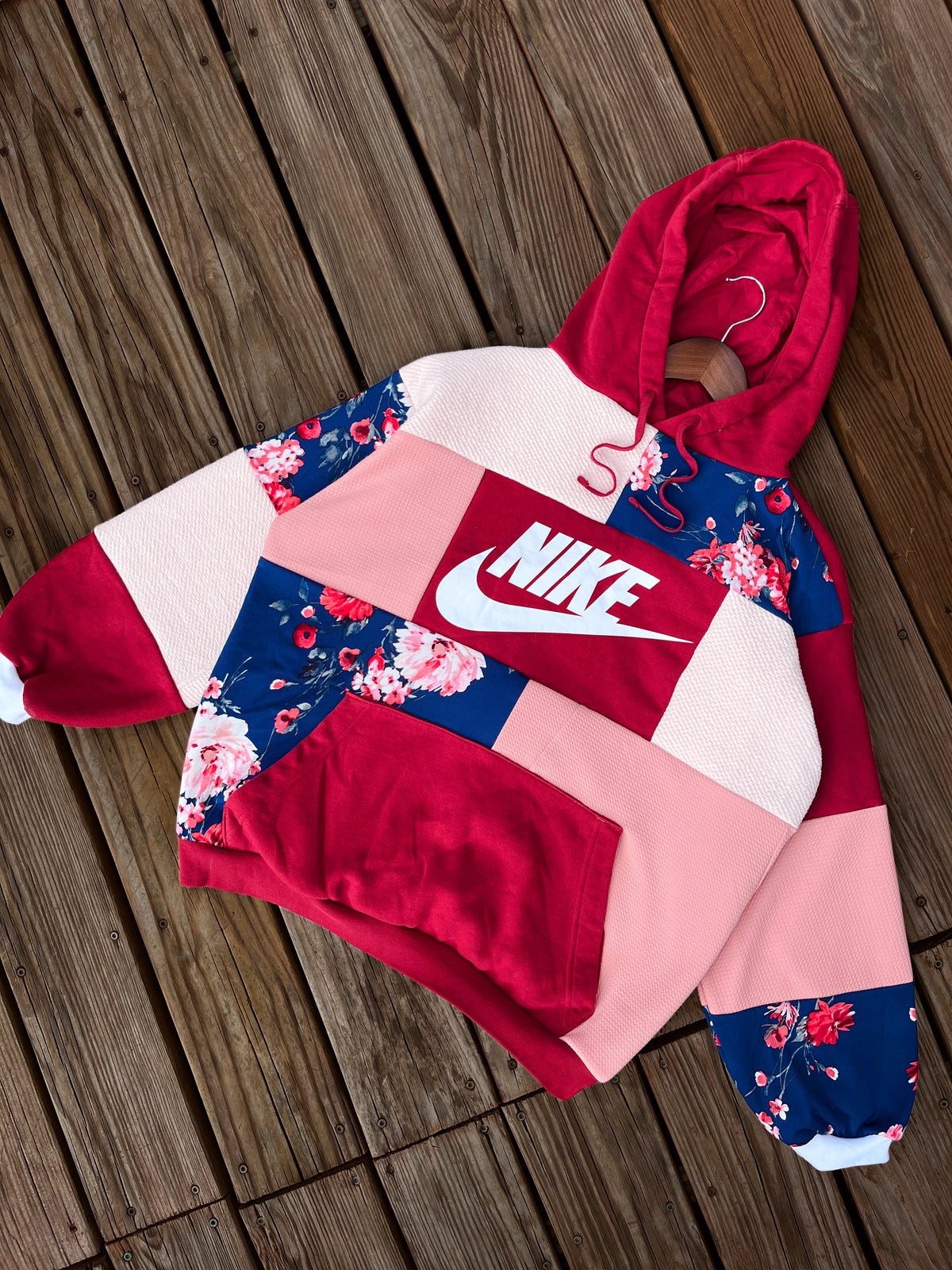 Midnight Peony patchwork hoodie (XL)