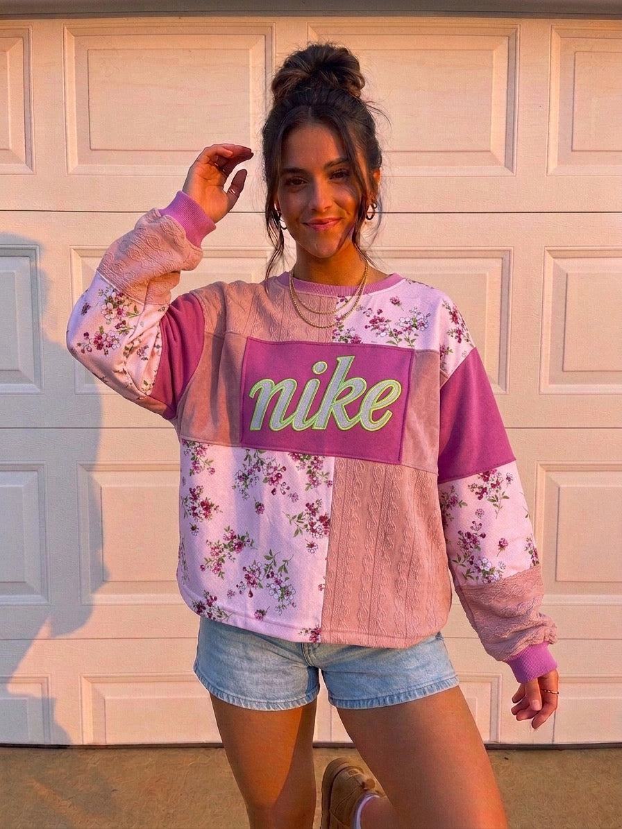 Electric Meadow patchwork crewneck (M)